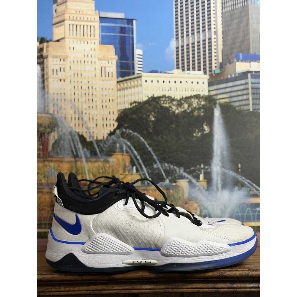 Nike PlayStation x PG 5 Men's Sz 17 Shoes White/Black Blue Mesh CW3144-100